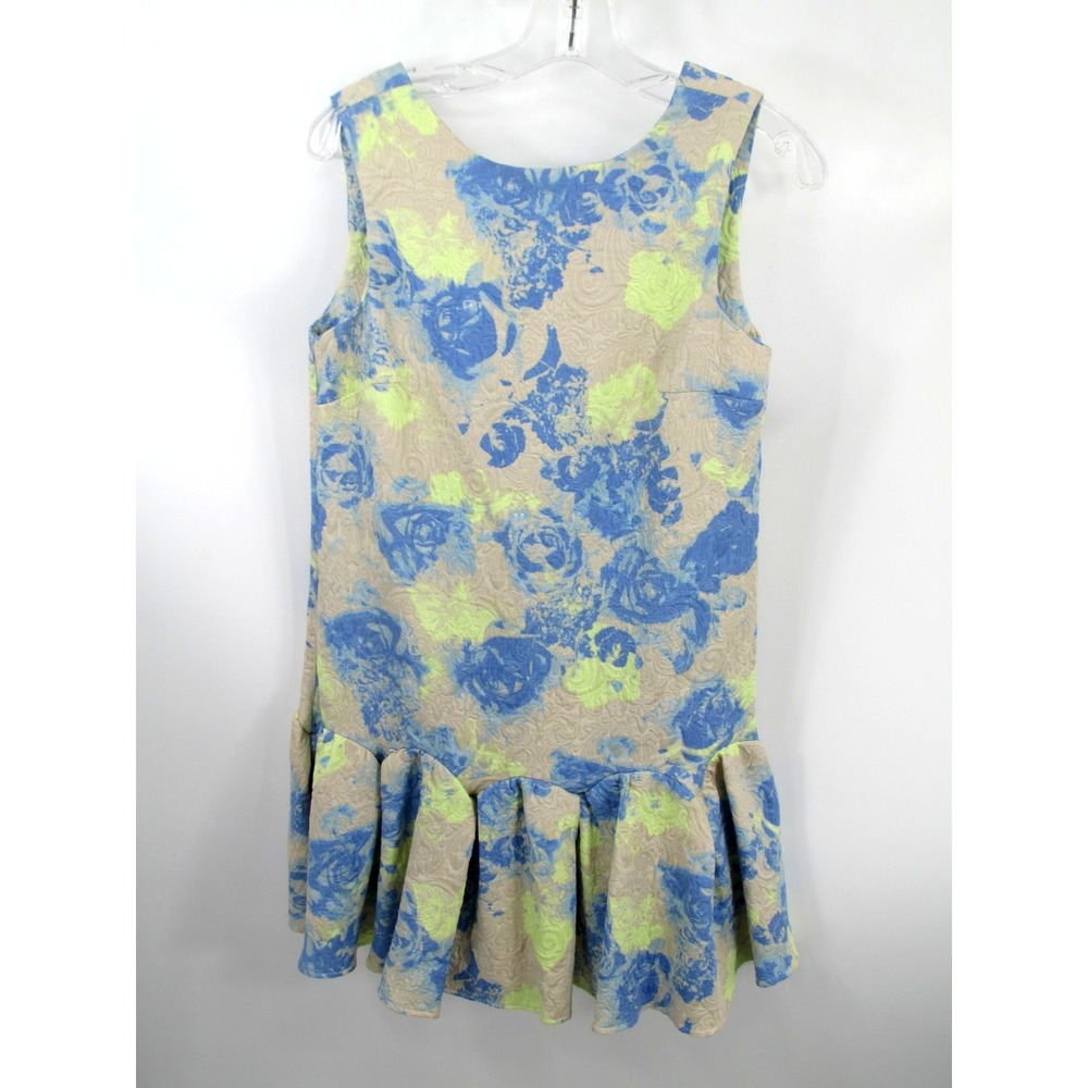 ASOS Babydoll Shift Dress Women 4 Midi Multicolor Floral Quilted Ruffle V-Back